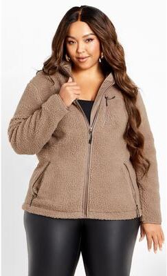 Plus Size Women's Kyla Fleece Zip Front Jacket by Avenue in Biscotti (Size 16)