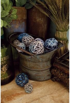 ARCILLA ELEMENTAL Brown Dried Plant Handmade Orbs & Vase Filler with Varying Designs (Set of 2)