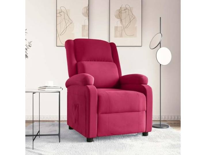 IBUQDDV Relaxsessel Weinrot Samt mit Manueller Liegefunktion 3 Positionen Manuell verstellbar, 3 Positionen, Holz und Metall Rahmen, samtbezogene Armlehnen, TV-Sessel
