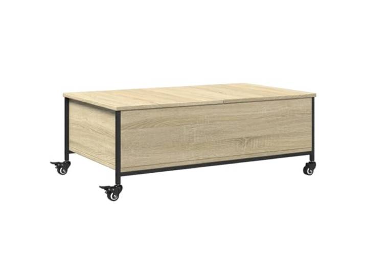 Couchtisch auf Rollen, Sonoma Eiche, 91x55x34 cm Wohnzimmerbank Sonoma Eiche Tischplatte 91x55x34 cm, vier Rollen, niedriges Profil, leicht zu verschieben
