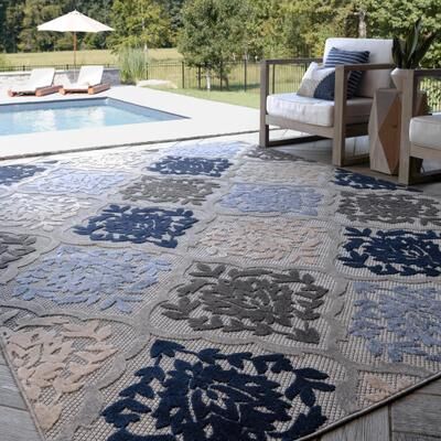 Alise Rugs Origin Coastal Medallion Indoor/Outdoor Area Rug
