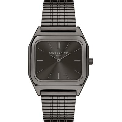 Quarzuhr LIEBESKIND BERLIN "LT-0354-MQ", schwarz (grau), Armbanduhren, Damen, Quarzuhr, Armbanduhr, Damenuhr, analog, Edelstahlband