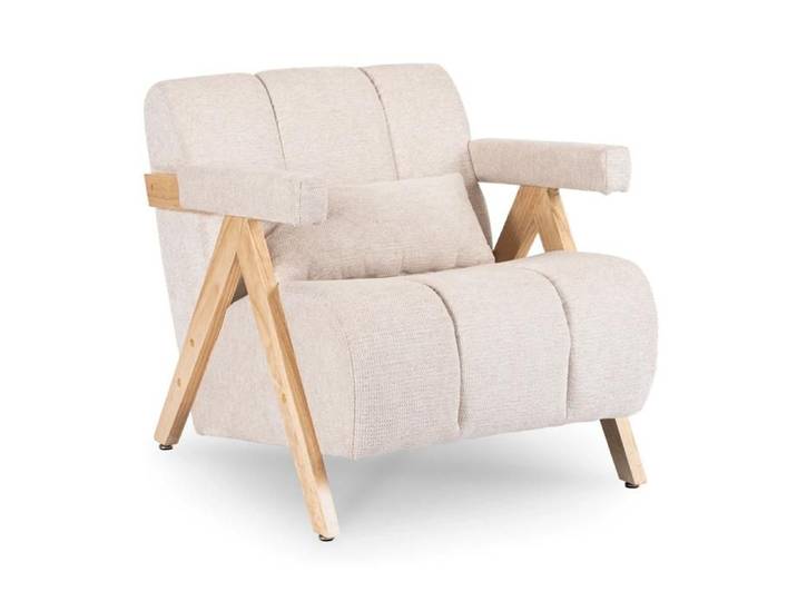 Fauteuil lounge RENATO beige/chêne moderne