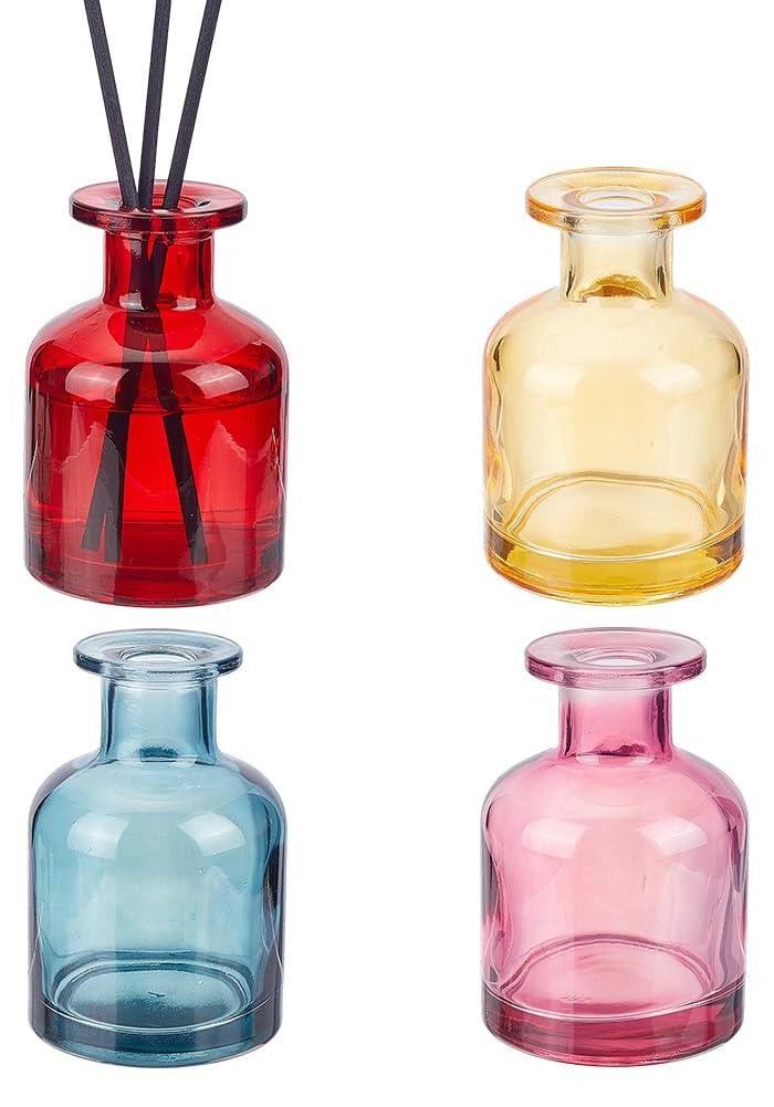 Dripio Set van 4 navulbare glazen diffuserflessen, 150 ml, 4 kleuren