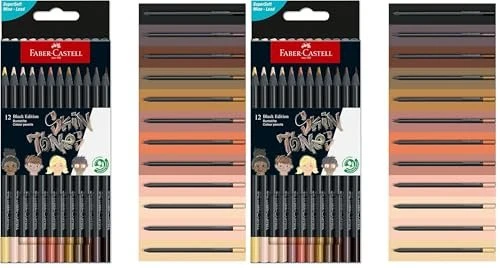 FABER-CASTELL Black Edition Skin Tones Buntstifte farbsortiert, 12 St.