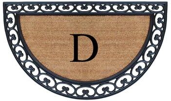 "A1 Home Collections Half Round Rubber Coir Monogrammed Double Doormat, 30"" x 48"""