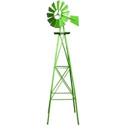 Wiltec, Aussendekoration, Windrad mit 245cm Höhe Windmühle in Grün Windspiel Gartendeko Rankhilfe