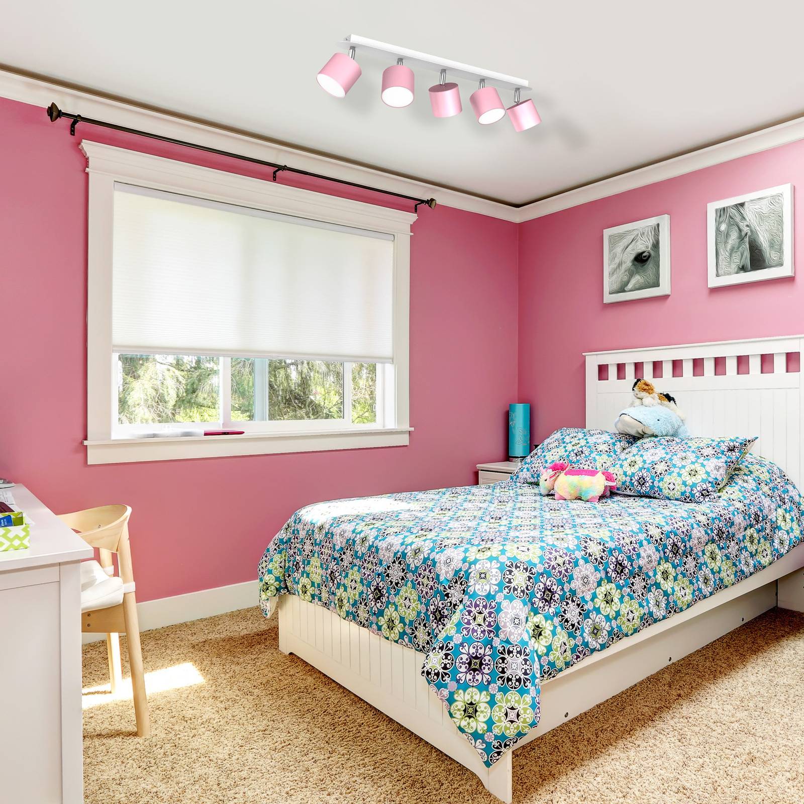 Deckenstrahler Cloudy fünfflammig rosa Eko-Light, dimmbar, violett / pink / rose, für Wohn- / Esszimmer, Metall, Junges Wohnen, Strahler