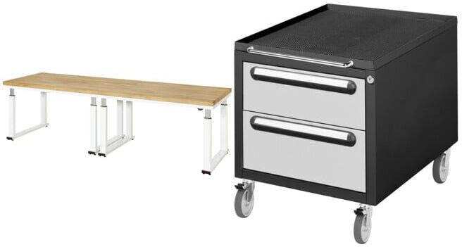 Set STIER Elektrisch Höhenverstellbare Werkbank Premium BxTxH...