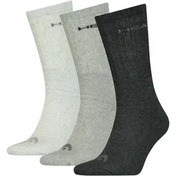 HEAD Unisex Sportsocken Crew 3er Pack - Grey 400 - 35-38