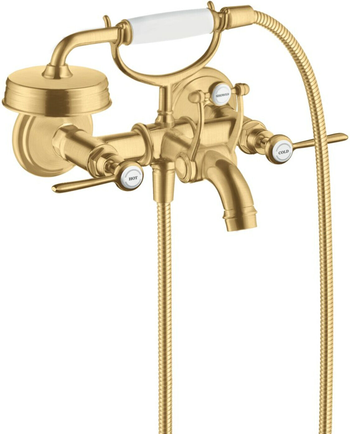 Hansgrohe Zwei-Griff-Spültischarmatur Axor Montreux AP, A 224mm, m Hebelgr., brush. gol opt (16551250)