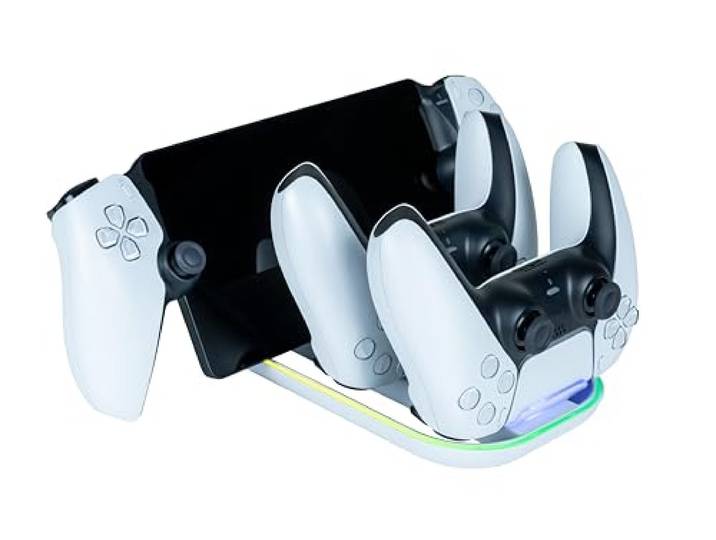 Dubbele houder voor PS5-controller en Playstation-portaal met RGB-indicatielampje. Nacon