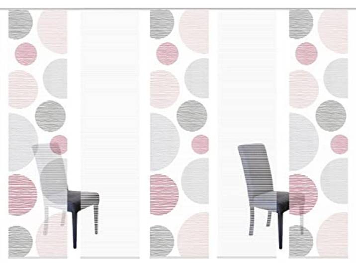 VISION S 5er-Set Schiebegardinen Borden halbtransparenter Bambusoptik 260x60 cm, Farbe:rosé