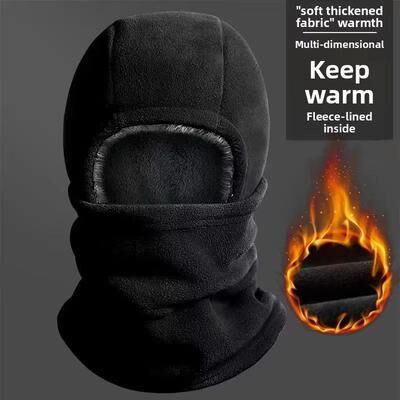 Inspired Finds Unisex Winter Fleece Balaclava Face Mask And Neck Warmer Hooded Cap black Fleece