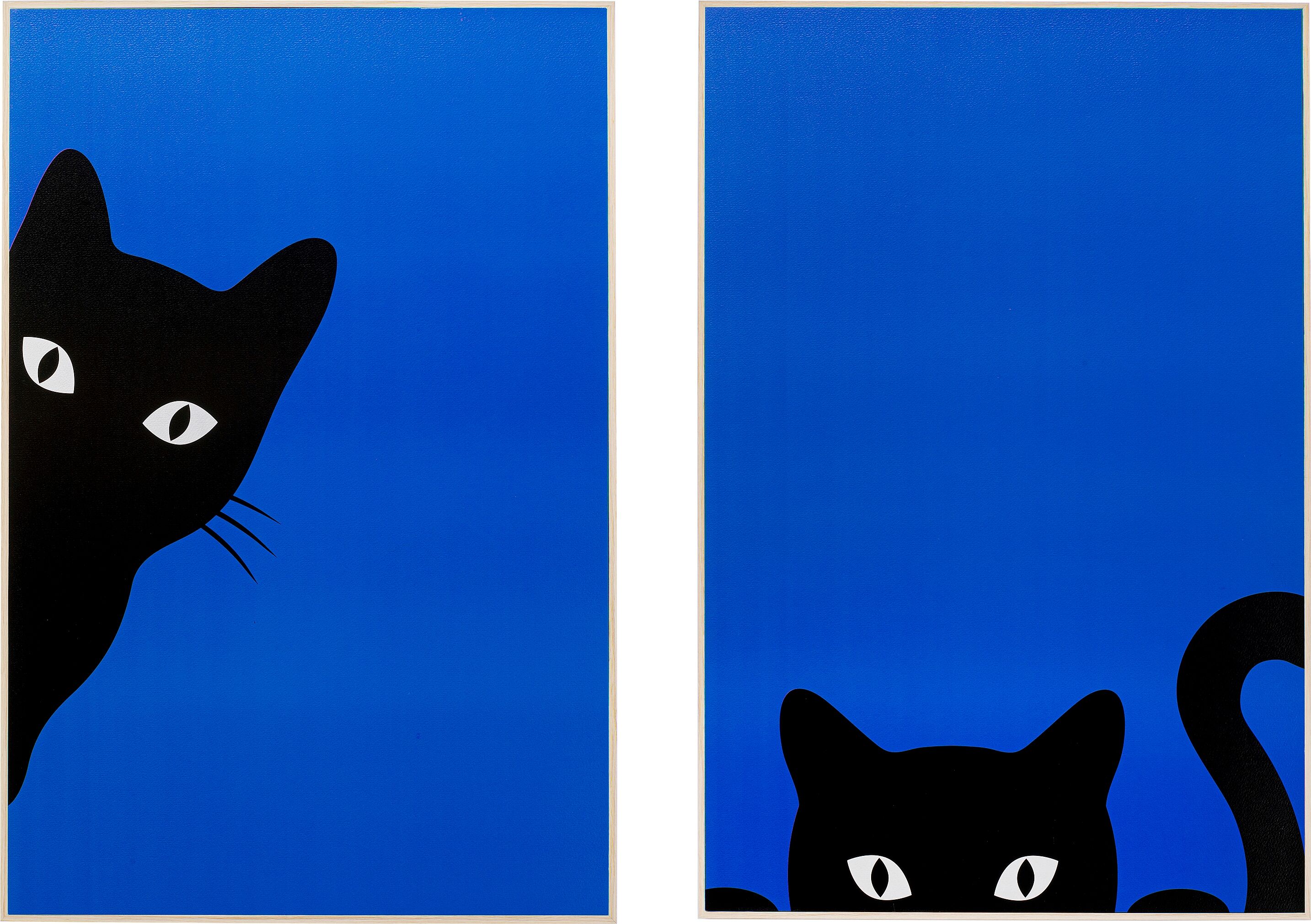 Bild mit Rahmen KARE DESIGN "Gerahmtes Bild Ciao Gatto (2/Set)", blau (farbe bild(er): blau), B:40cm H:60cm T:3cm, Bilder, Bild mit Rahmen