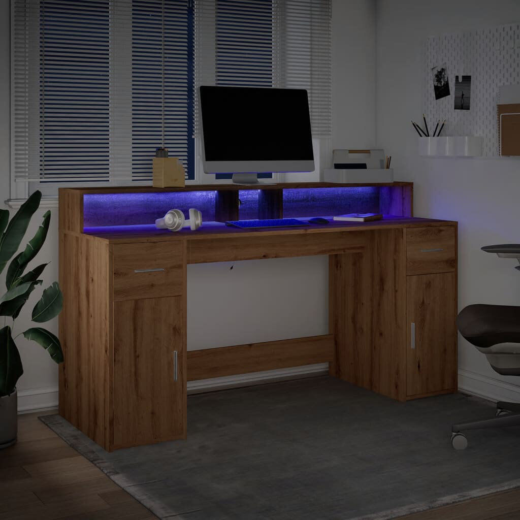 DEvidaxl Computer Desk Artisan/oak 91cm H x 160cm W x 55cm D