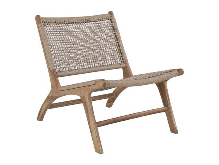 House Nordic Hellbrauner Polyrattanstuhl mit Teakholzbeinen