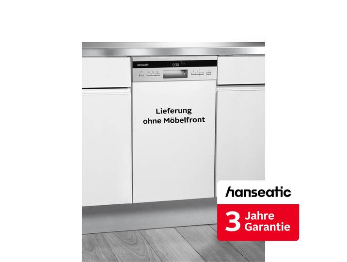 HANSEATIC teilintegrierbarer Geschirrspüler HGTI4582D10J7736ES , Energieeffizienz: D, silber (edelstahlfarben), B:44,8cm H:81,5cm T:57cm, Geschirrspüler, inkl. 3 Jahre Herstellergarantie, teilintegrierbarer Geschirrspüler