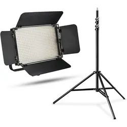 mantona Walimex Niova 600 Plus Bi-Color + WT-806 (Flächenleuchte, Studioleuchte, Videoleuchte), Dauerlicht, Schwarz, Silber