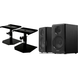 Edifier R33BT Regal-Lautsprecher Schwarz Stativ Set