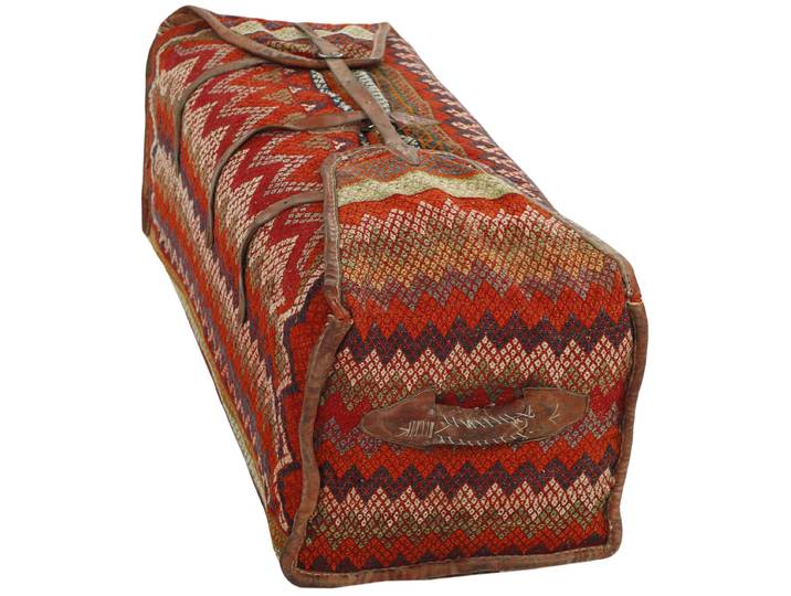 Kelim Fars Tasche Teppich 49x112 Handgewebt Orientteppich Perserteppich Läufer Wolle