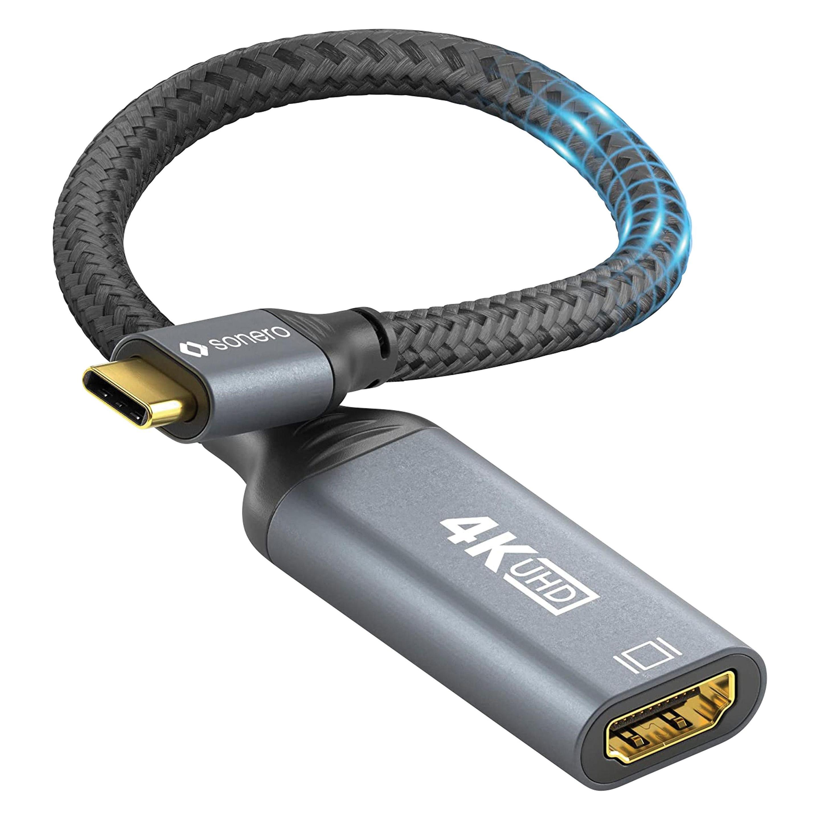 Sonero USB-C/HDMI-Adapter, 4K60, 18Gbps, Stecker/Buchse, grau/schwarz, 10 cm (HDMI) (SPC-V210-002)