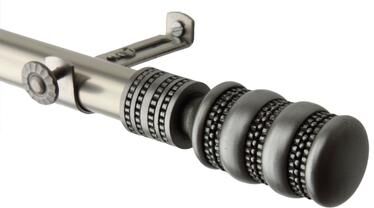 InStyleDesign Cork Adjustable Finial Satin Nickel Curtain Rod Set