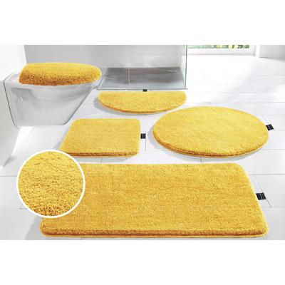 Badematte BRUNO BANANI "Lana, Standard & Premium Qualität, 25 mm oder 30 mm Höhe" Gr. 8, gelb (lemon), halbrund (50cm x 80cm ), Polyacryl, Badematten, Badematte, Badteppich, Badematten, unifarben, auch als 3 teiliges Set & rund