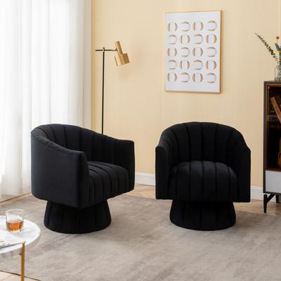SEYNAR Modern Glam Velvet Upholstered Round Swivel Accent Barrel Chair Set of 2