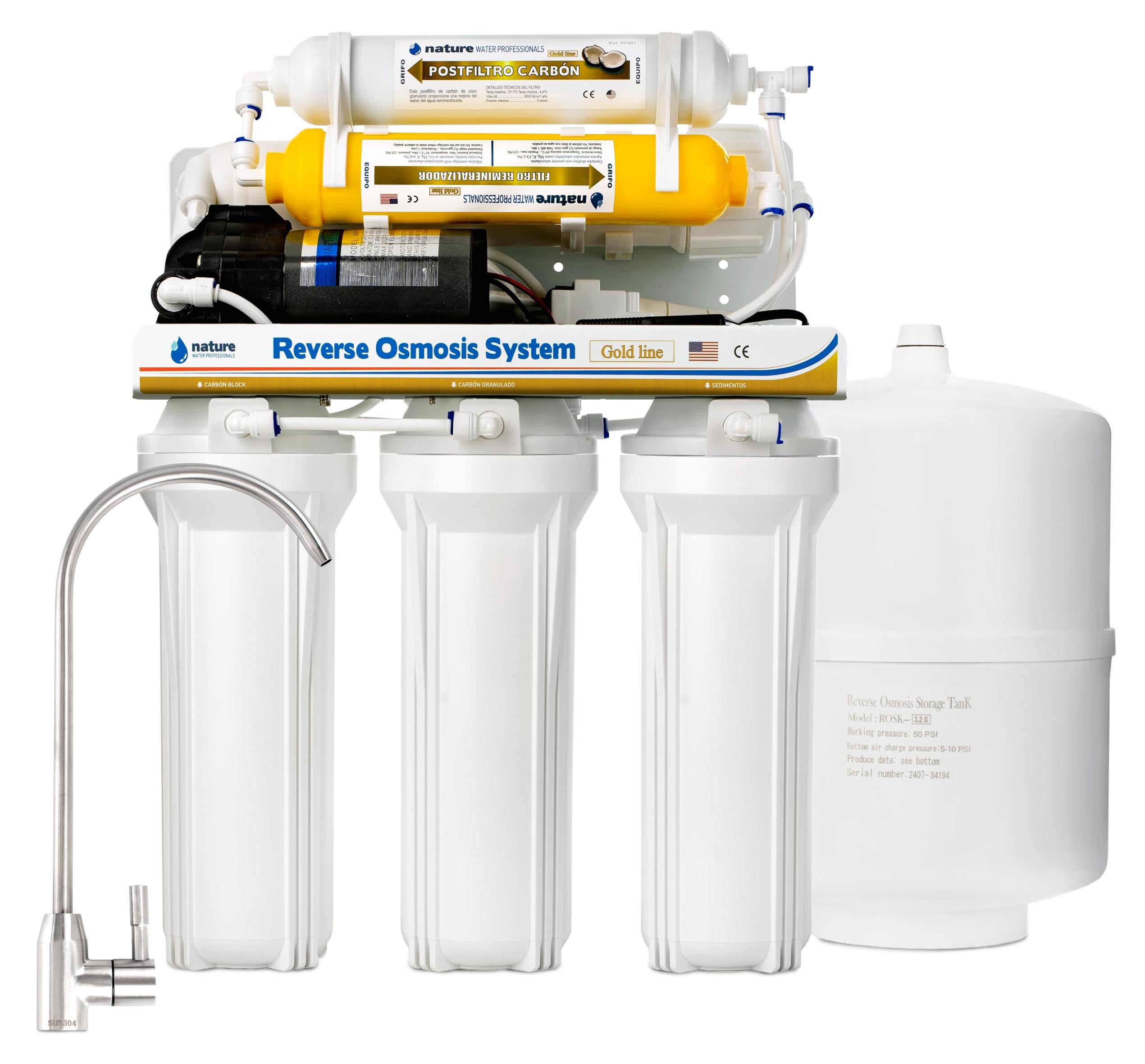 Umkehrosmoseanlage 6-stufig, 5 l Tank, 50 GPD Membran, mit Pumpe