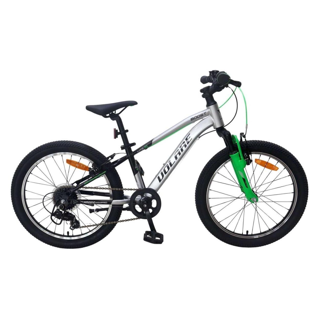 Volare Boost Kinderfahrrad 24 Zoll mit 21 Gängen, Silber/Grün, sportlich und robust (24") (71450940)