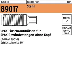 Einschraubhülse R 89017 f.Gewindestangen Stahl 1 Stück SPAX