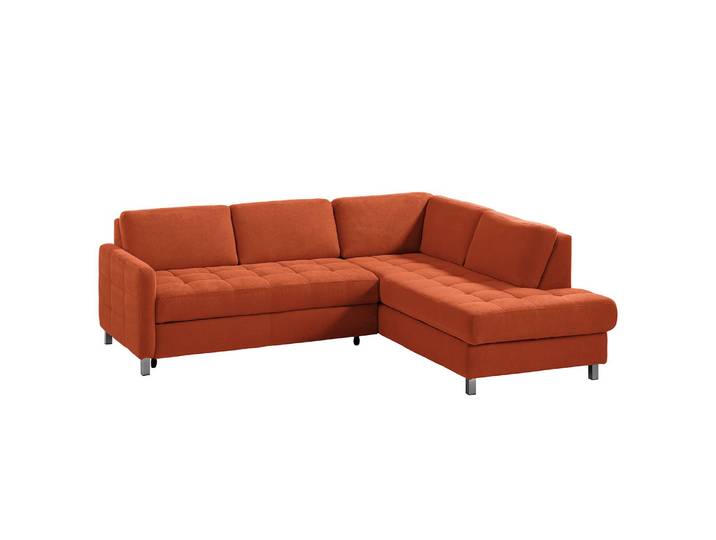 Ecksofa Tanete Webstoff Braun/Honigbraun Webstoff 233 x 80 x 196cm Ottomane davorstehend rechts mit Schlaffunktion Modern