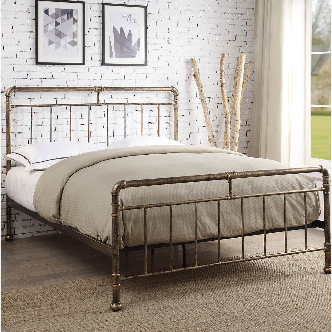 Three Posts Alsip Steel Open-Frame Bed Antique Bronze Kingsize (5')