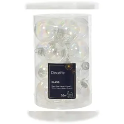 Christmas Decorations 16 Weihnachtskugeln Glas 3,5cm glänzend Christbaumkugeln Weihnachtsbaumkugeln Christbaumschmuck Weihnachtsbaumschmuck Mini Transparent Irisierend