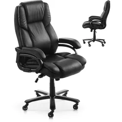 VEVOR Chefsessel Bürostuhl Drehstuhl mit hoher Rückenlehne & Lendenwirbelstütze (Drehknopf), ergonomischer Schreibtischstuhl mit verstellbarer Neigung & Höhe für Arbeit Arbeitszimmer Spielen