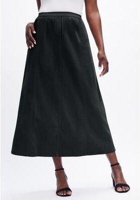 Plus Size Women's Stretch Denim Jegging Skirt by Jessica London in Black (Size 30) Flared Stretch Denim w/ Vertical Seams