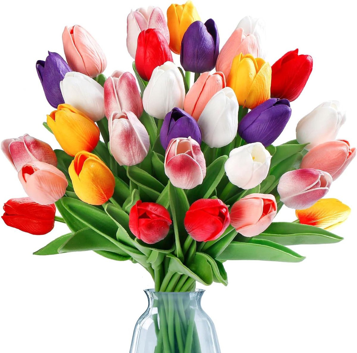 Kunstbloemen Tulpen Gemengd - Decoratie voor in huis - 35 cm