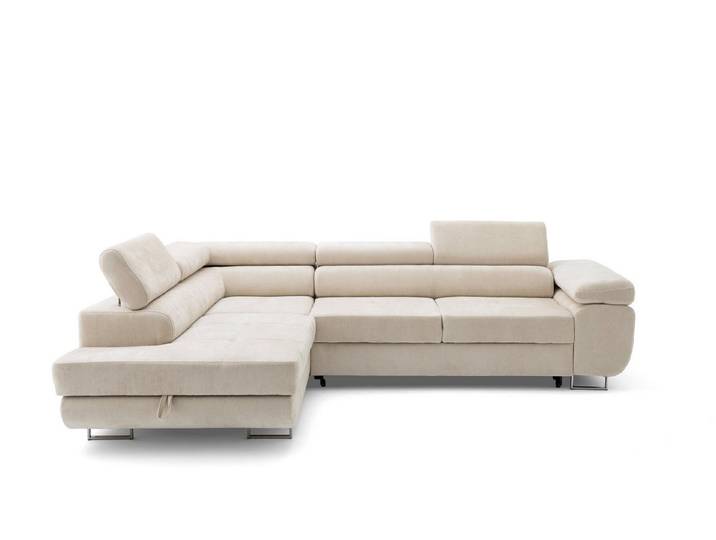 Muffo Ecksofa Wild Ecksofa mit Schlaffunktion, Verstellbare Kopfstützen, Schlaffunktion mit Bettkasten