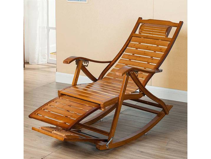 RapDuty-Chaise à Bascule en Bambou, Fauteuil Inclinable, Réglable, Salon, Loisirs