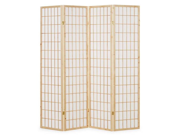 Homestyle4u Paravent 4-tlg. 176/175 cm Braun Shoji, Holz, 176x175x2 cm, Wohnzimmer, Raumteiler, Paravents