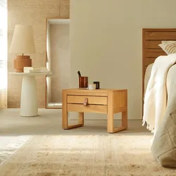 Nachtschrank Nachttisch Teakholz massiv hell solide Schlafzimmer Neu Tikamoon