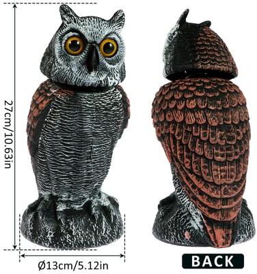 Combo Retail Shop Fake Owls Scare Birds, Swivel Head, Waterproof Fake Owl Repellent For Outdoor, Indoor Garden, Yard Pest Control statue