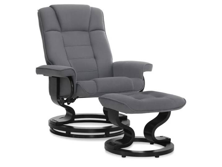 M MCombo Fauteuil relax avec pouf 9019- Microfibre -Gris