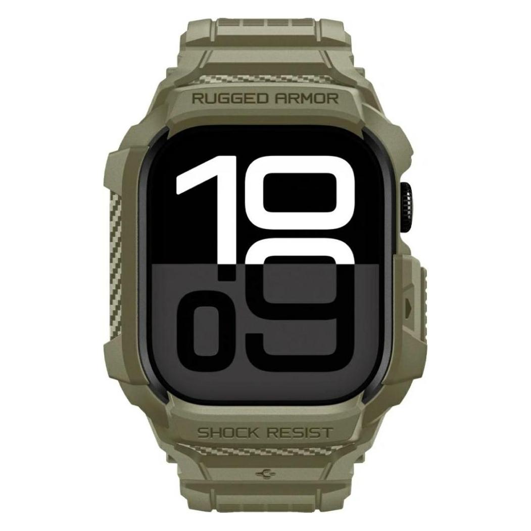 Spigen - Rugged Armor Pro V2 - Apple Watch 10 46mm - Vintage Khaki (Fluoroelastomer, Thermoplastic polyurethane (TPU)) (ACS10507)
