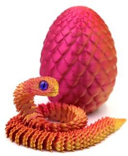 Inspired Living 3D Printed Articulated Snake Egg Rotating 3D Printed Snake Fidget & Anime Desk Decor 3