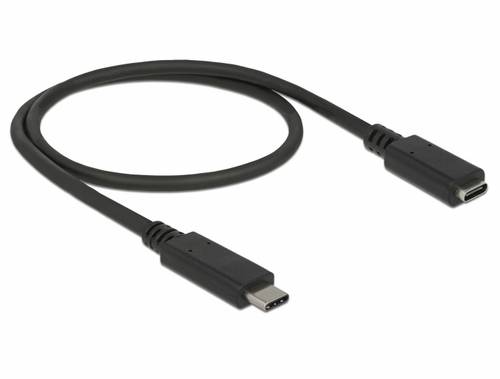 Delock USB-C Kabel USB-C Stecker, USB-C Buchse 0.50m Schwarz 85532