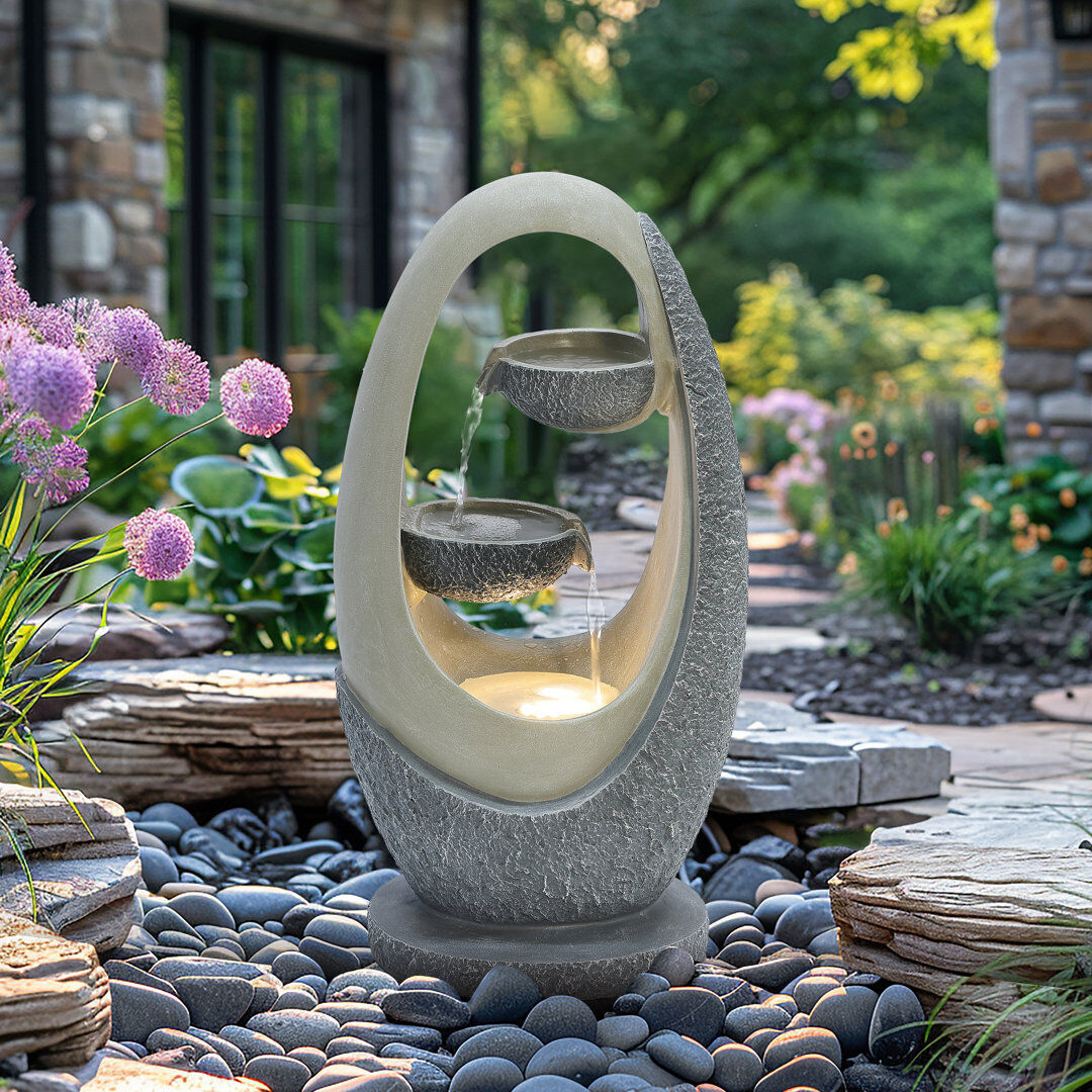 Charles Bentley Loire Cascading Water Feature - Mains Powered Grey 59.5cm H X 23.5cm W X 30cm D