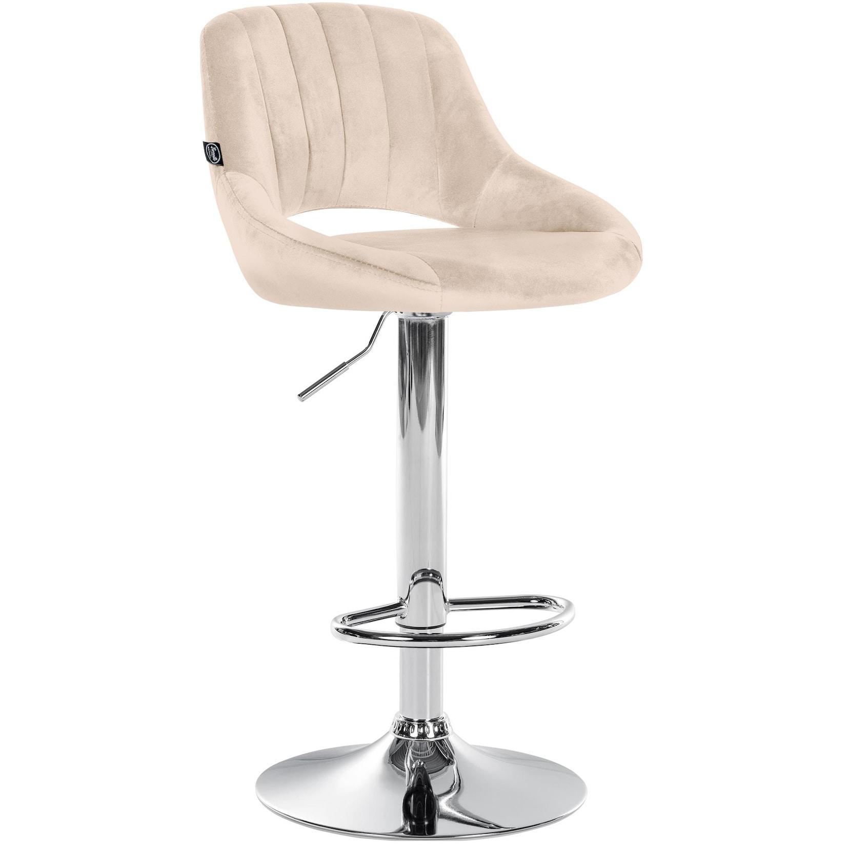 CLP Barhocker Milet Samt chrom Farbe: creme, Gestell Farbe: chrom