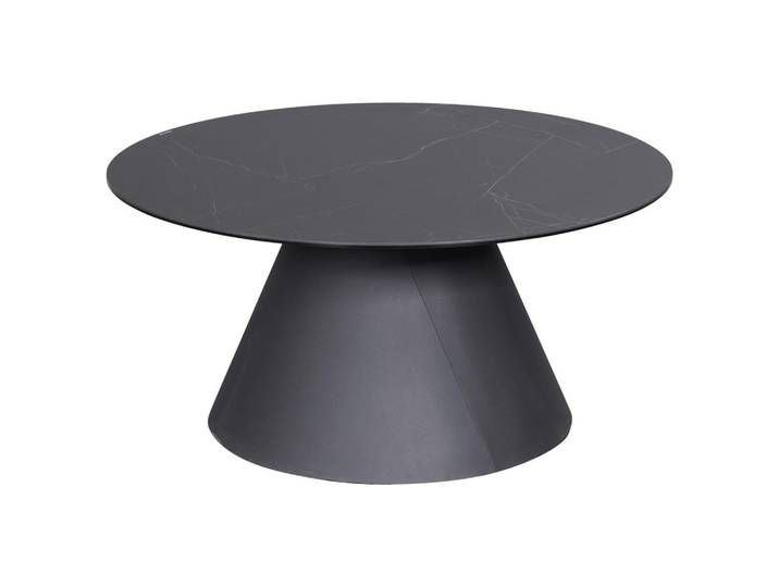 Dieter Knoll Couchtisch, Anthrazit, Schwarz, Metall, Glas, Keramik, Marmoroptik, rund, konisch, 80x38x80 cm, Wohnzimmer, Wohnzimmertische, Couchtische, Couchtische Marmoroptik